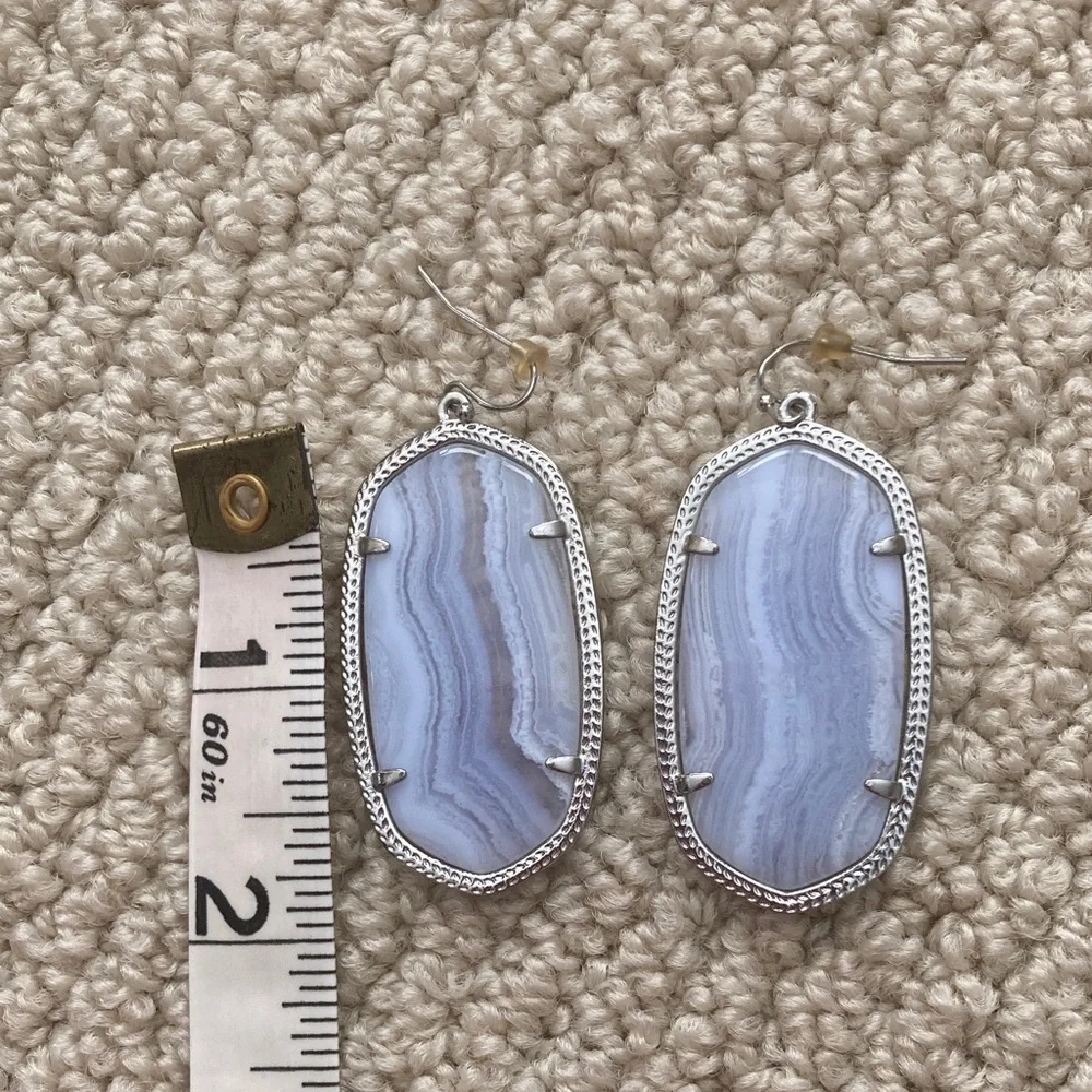 Kendra Scott Elle Drop Silver Gray Stone Earrings Like New
